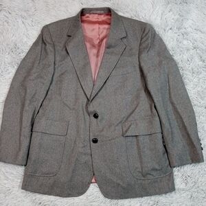 Vintage Woodmere Suit Jacket Mens S 42 Gray Wool‎ Pockets Buttons Career Banker